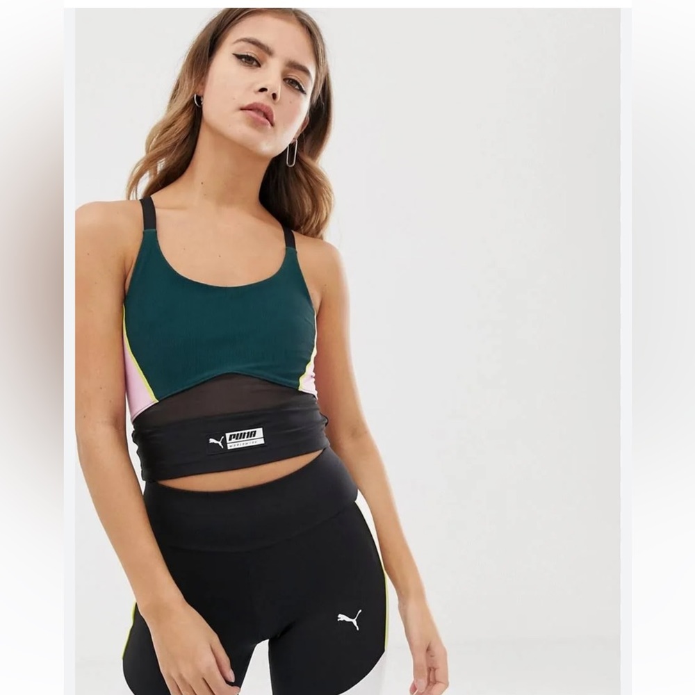 Puma TZ crop top, green/pink/black, size small - Picture 7 of 12